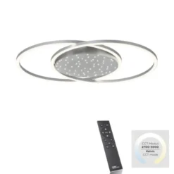 LED-Deckenleuchte, stahlfarben, Fernbdienung, dimmbar, CCT