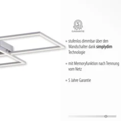 LED Deckenleuchte, stahlfarben, Memory Funktion, inkl Dimmfunktion, modern