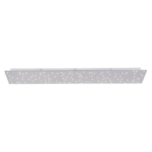 LED Deckenleuchte, stahlfarben, rechteckig, Sternenhimmel-Optik, dimmbar