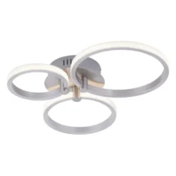 LED Deckenleuchte, stahlfarben, 3 Lichtringe, modern, rund, design