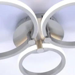 LED Deckenleuchte, stahlfarben, 3 Lichtringe, modern, rund, design