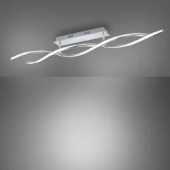 LED Deckenleuchte, stahlfarben, wellenförmige Leuchtkörper, dimmbar, modern