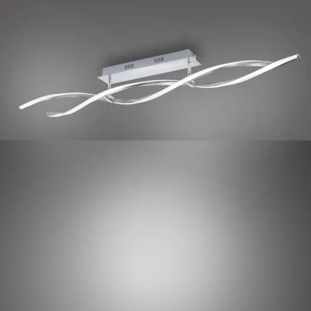 LED Deckenleuchte, stahlfarben, wellenförmige Leuchtkörper, dimmbar, modern