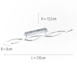 LED Deckenleuchte, stahlfarben, wellenförmige Leuchtkörper, dimmbar, modern