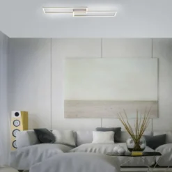 LED Deckenleuchte, stahlfarben, dimmbar, drehbar, warmweiß