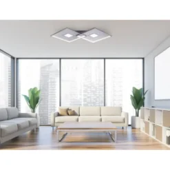 LED Deckenleuchte, stahlfarben, modernes Design, dimmbar, Fernbedienung
