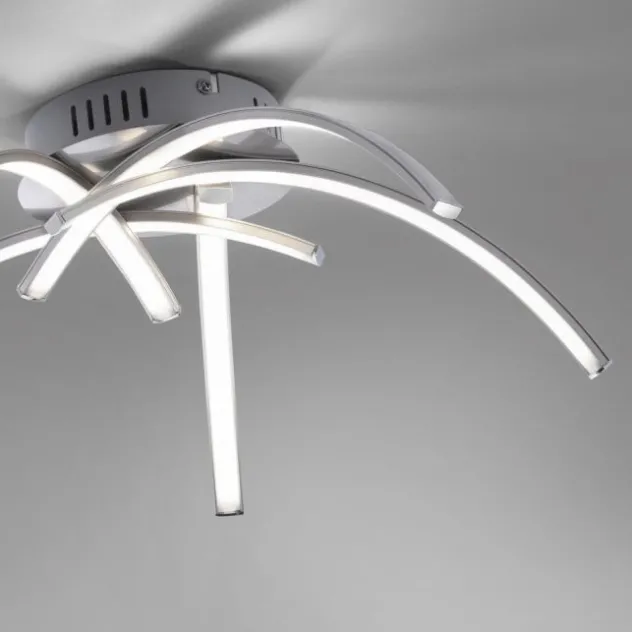 LED Deckenleuchte, stahlfarben, 5 flammig modern, Wohnzimmer