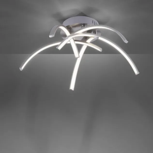 LED Deckenleuchte, stahlfarben, 5 flammig modern, Wohnzimmer