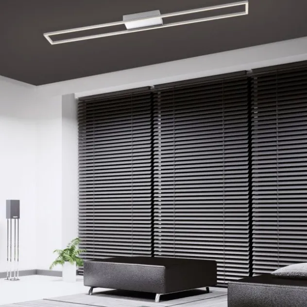 LED-Deckenleuchte, stahlfarben, 10x110cm, dimmbar, modern, warmweiß