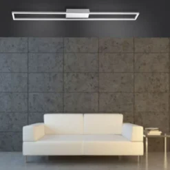 LED-Deckenleuchte, stahlfarben, 10x110cm, dimmbar, modern, warmweiß