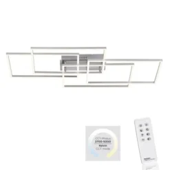LED Deckenleuchte, stahlfarben, modern, geometrisches Design