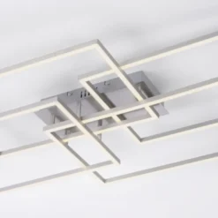LED Deckenleuchte, stahlfarben, modern, geometrisches Design