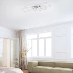 LED Deckenleuchte, stahlfarben, modern, geometrisches Design