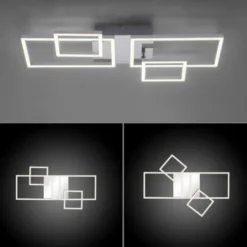 LED Deckenleuchte, stahlfarben, modern, warmweiß, Design