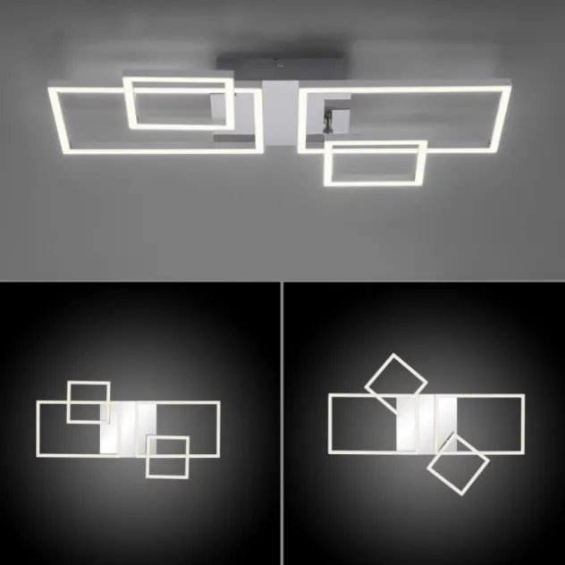 LED Deckenleuchte, stahlfarben, modern, warmweiß, Design