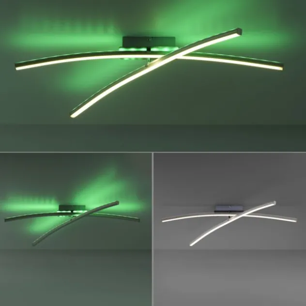LED-Deckenleuchte, Stahl, Fernbedienung, dimmbar, RGB, CCT