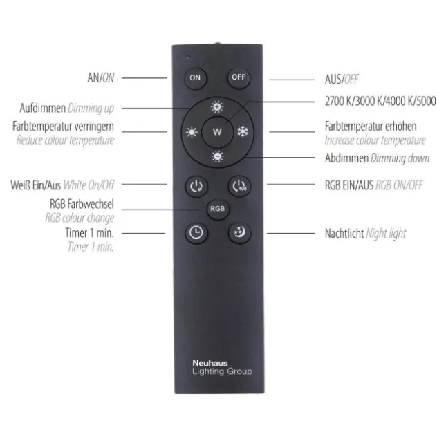 LED-Deckenleuchte, Stahl, Fernbedienung, dimmbar, RGB, CCT