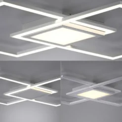 LED Deckenleuchte, stahl, flach, rechteckig, warmweiß