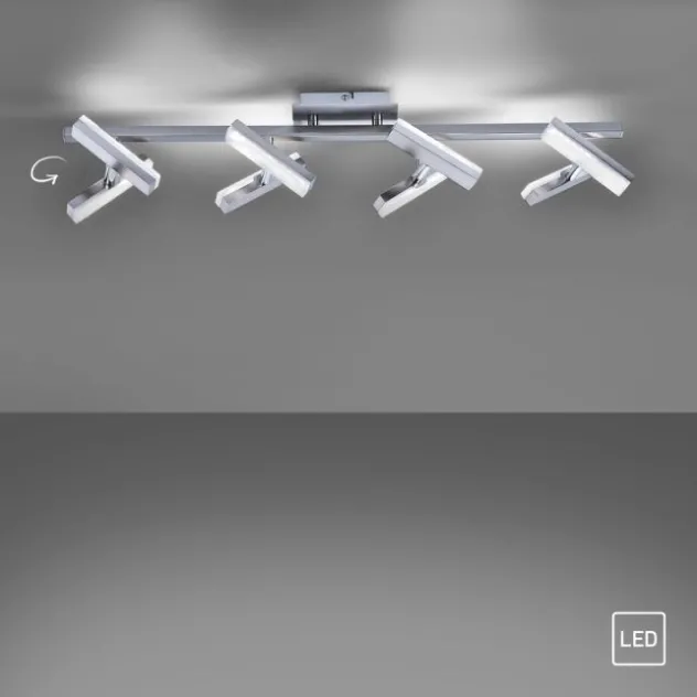 LED-Deckenleuchte, Stahl, 8flammig, drehbare Leuchtenköpfe, modernes Design