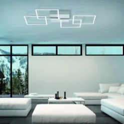 LED-Deckenleuchte, Stahl, geometrischer Form, warmweiß, dimmbar