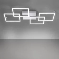 LED-Deckenleuchte, Stahl, geometrischer Form, warmweiß, dimmbar