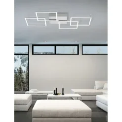 LED-Deckenleuchte, Stahl, geometrischer Form, warmweiß, dimmbar