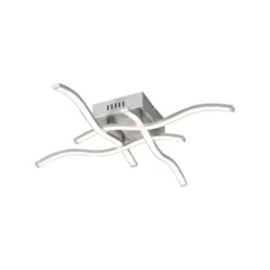 LED-Deckenleuchte, stahl, 4 Leuchtarme, Rautenform, warmweiße Lichtfarbe