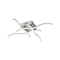 LED-Deckenleuchte, stahl, 4 Leuchtarme, Rautenform, warmweiße Lichtfarbe