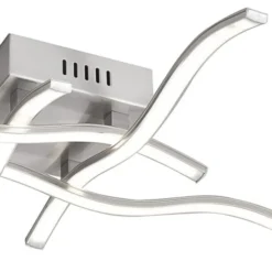 LED-Deckenleuchte, stahl, 4 Leuchtarme, Rautenform, warmweiße Lichtfarbe