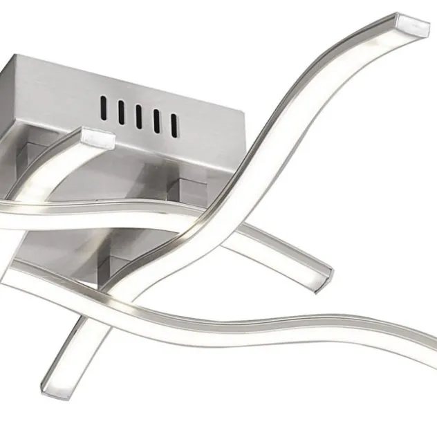 LED-Deckenleuchte, stahl, 4 Leuchtarme, Rautenform, warmweiße Lichtfarbe