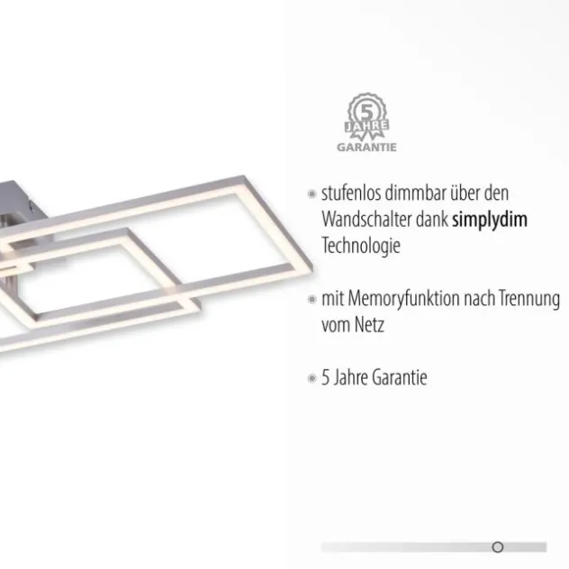 LED Deckenleuchte, stahl, modernes Design, inkl. Memory Funktion, dimmbar