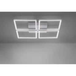 LED-Deckenleuchte, stahl, quadratisch, warmweiße Lichtfarbe, Dimmfunktion