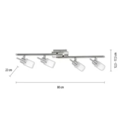 LED-Deckenleuchte, stahl, 4 verstellbare Leuchtköpfe, warmweiß, blendfrei