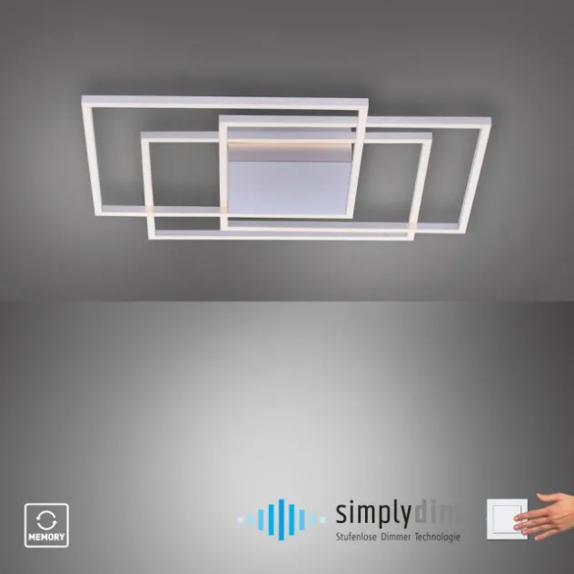 LED-Deckenleuchte, stahl, warmweiße Lichtfarbe, inkl. Dimmfunktion, modern
