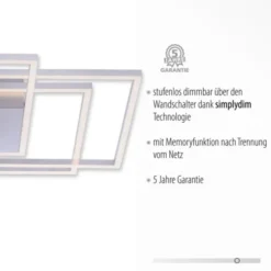 LED-Deckenleuchte, stahl, warmweiße Lichtfarbe, inkl. Dimmfunktion, modern