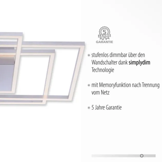LED-Deckenleuchte, stahl, warmweiße Lichtfarbe, inkl. Dimmfunktion, modern
