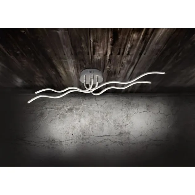 LED-Deckenleuchte, stahl, Wellenform, warmweiße Lichtfarbe, energiesparend