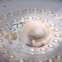 LED-Deckenleuchte, Sternenhimmel, Ø38,5cm,Chrom, Opalweiß, IP44,