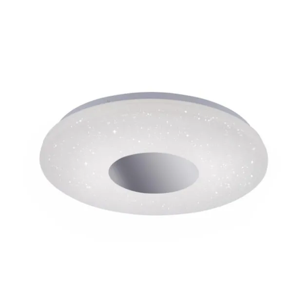 LED-Deckenleuchte, Sternenhimmel, Ø38,5cm,Chrom, Opalweiß, IP44,