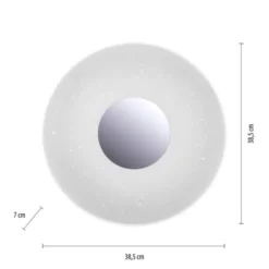 LED-Deckenleuchte, Sternenhimmel, Ø38,5cm,Chrom, Opalweiß, IP44,