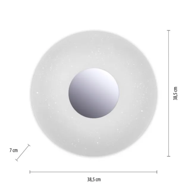 LED-Deckenleuchte, Sternenhimmel, Ø38,5cm,Chrom, Opalweiß, IP44,