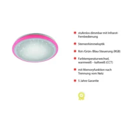 LED-Deckenleuchte, Sternenhimmeloptik, CCT-Steuerung, Farbwechsel