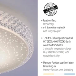 LED-Deckenleuchte, Sternenhimmeloptik, Ø 60mm, Lichtfarbsteuerung, dimmbar