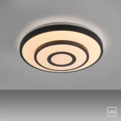 LED Deckenleuchte TURANUS, schwarz, rund, Sternenhimmel