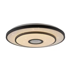 LED Deckenleuchte TURANUS, schwarz, rund, D 50 cm, Sternenhimmel