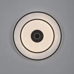 LED Deckenleuchte TURANUS, schwarz, rund, D 50 cm, Sternenhimmel