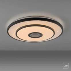 LED Deckenleuchte TURANUS, schwarz, rund, D 50 cm, Sternenhimmel