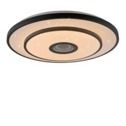LED Deckenleuchte TURANUS, schwarz, rund, D 50 cm, Sternenhimmel
