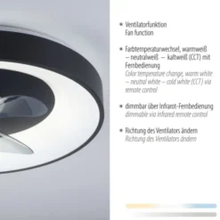 LED Deckenleuchte Ventialtor schwarz mit Timer dimmbar Memoryfunktion