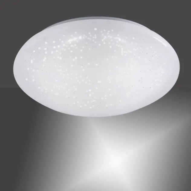 LED-Deckenleuchte, weiß, Ø 25cm, rund, Sternenoptik, glitzer Effekt